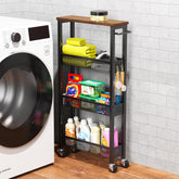 XYZLVSI slim storage cart with wooden top fits into tight spaces for organized storage