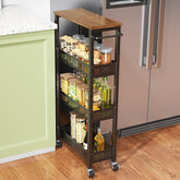 XYZLVSI slim cart with wood top for compact kitchen organization