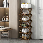 XZXWZX foldable bamboo shoe rack with six tiers organizing entryway shoes