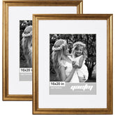 Yaetm 16x20 rustic gold frame front with anti-shatter plexiglass protects memories