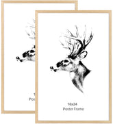 Yaetm natural oak 16x24 frame front view with clear anti-shatter plexiglass for safe display.