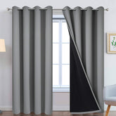 Yakamok blackout curtains 84in panel grey front view; enhances privacy and light control.