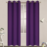 Yakamok purple blackout curtains, front view, help darken rooms for daytime rest.