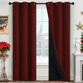 Yakamok burgundy red blackout curtains front view showing rich color and full darkness potential