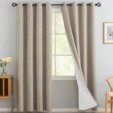 Yakamok natural linen curtains 84in long for room darkening