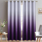 Yakamok purple ombre curtains provide soft privacy and modern flair for living spaces.