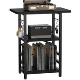 YAKANJ record player stand extended desktop shows ample space for large turntables and accessories.
