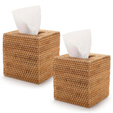 YANGQIHOME rattan tissue box cover front view adds warm natural texture
