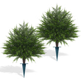 Yangrass 23-inch artificial cedar topiary ball with spike for stable outdoor decor.