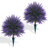 Yangrass lavender topiary with ground spike for porch display.