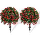 Yangrass topiary-ball-16in with ground spike for durable outdoor display.