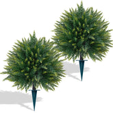 Yangrass cedar topiary ball 23-inch with ground spike for durable outdoor decor.