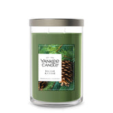 Yankee Candle Balsam & Cedar tumbler visual for cozy forest ambience