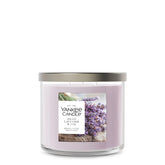 Yankee Candle Dried Lavender & Oak jar view with three-wick setup for even fragrance