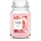 Yankee Candle Fresh Cut Roses jar top view for long-lasting floral ambiance.