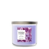 Yankee Candle Lilac Blossoms 3-Wick candle jar with vibrant fragrance and long burn.