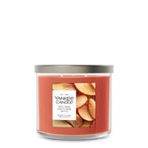 Yankee Candle Sugared Cinnamon Apple front view shows three-wick design and room-filling scent