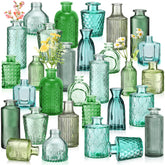 Yaomiao Green Series embossed 3-inch glass bud vase for tabletop display