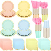 Yaomiao pastel scalloped plates for elegant Easter table settings.