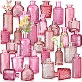 Yaomiao pink series glass bud vase adds soft wedding table decor.