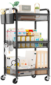 YASONIC 3-tier rolling cart frame shows sturdy metal construction for durable storage