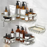 YASONIC corner shower caddy adhesive install saves corner space in compact bathrooms.
