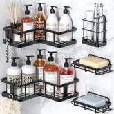 YASONIC corner shower caddy setup demonstrates tool-free adhesion for quick bathroom organization