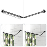 YASONIC L-shaped shower rod in black for corner showers.