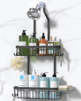 YASONIC shower caddy hanging assembly with dual baskets for organized bathroom storage.