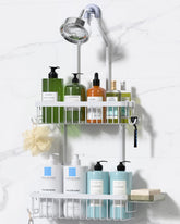 YASONIC shower caddy with two-tier baskets keeps bottles organized and accessible