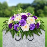 Yastouay headstone saddle with lifelike blooms for a dignified memorial.