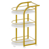 YATINEY 3-Tier Bar Cart in white and gold, front view, ideal for elegant entertaining.