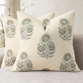 YCOLL vintage floral pillow cover front view on sofa for stylish living room decor