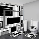 Yddsky black geometric shower curtain with vivid print for a modern bathroom look