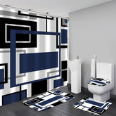 Yddsky blue geometric shower curtain with crisp HD print for a stylish bathroom