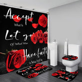 Yddsky red rose shower curtain with vivid pattern for a fresh bathroom