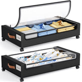 Yecaye 60L under-bed storage with wheels, ideal for organized clothes and shoes.
