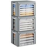 Yecaye 40L storage bin with metal frame and front window for quick content checks.