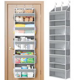 Yecaye over the door organizer front view showing five tiers for quick access