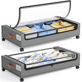 Yecaye under-bed storage wheels front view shows easy access