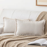 YEENAASY throw pillow cover 12x20 with striped fringe for boho-style decor