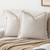 YEENAASY throw pillow covers with striped fringe add texture to your sofa