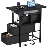 Yenlure small side table with charging station keeps devices within reach and organized.