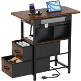 Yenlure small side table with charging station, front view, convenient multi-device charging