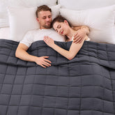 YesCool King-Size Weighted Blanket on bed for couples, breathable comfort.