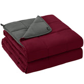 Yescool weighted blanket front view on bed highlighting cooling comfort