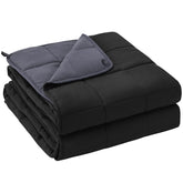 Yescool weighted blanket on queen bed showing even weight distribution for calm sleep
