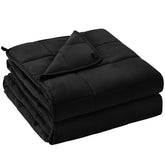 Yescool weighted blanket on top of queen mattress showing full coverage and clean bed lines