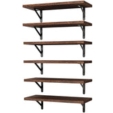 YGEOMER brown floating shelves 16.5-inch set for flexible wall storage and display