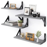 YGEOMER floating shelves gray set4 — matte brackets enable clean display